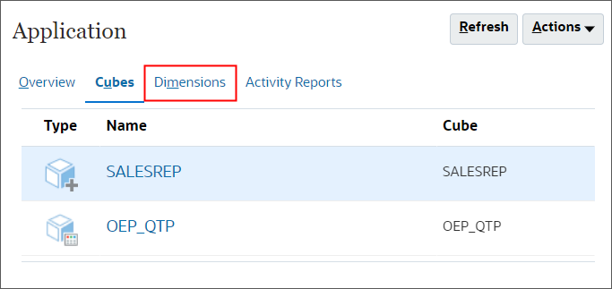 Select Dimensions tab